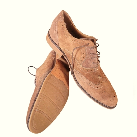 Hush Puppies Men's Tan Brogue Oxford Lace Up Suede Shoes Size 9 - Picture 6 of 8